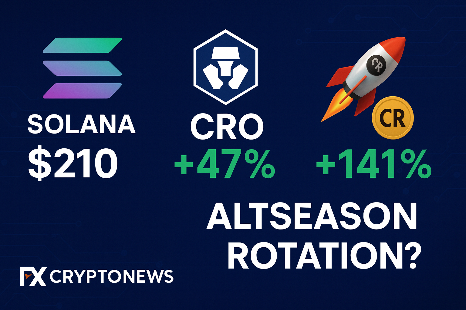 Solana at $210, CRO Up 47%, CR7 Explodes 141% — Multi-Layer Altcoin Rally Signals Early Rotation