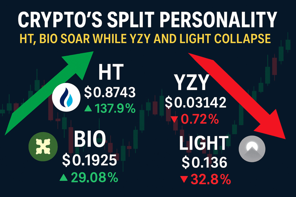Crypto’s Split Personality: HT, BIO Soar While YZY and Light Collapse