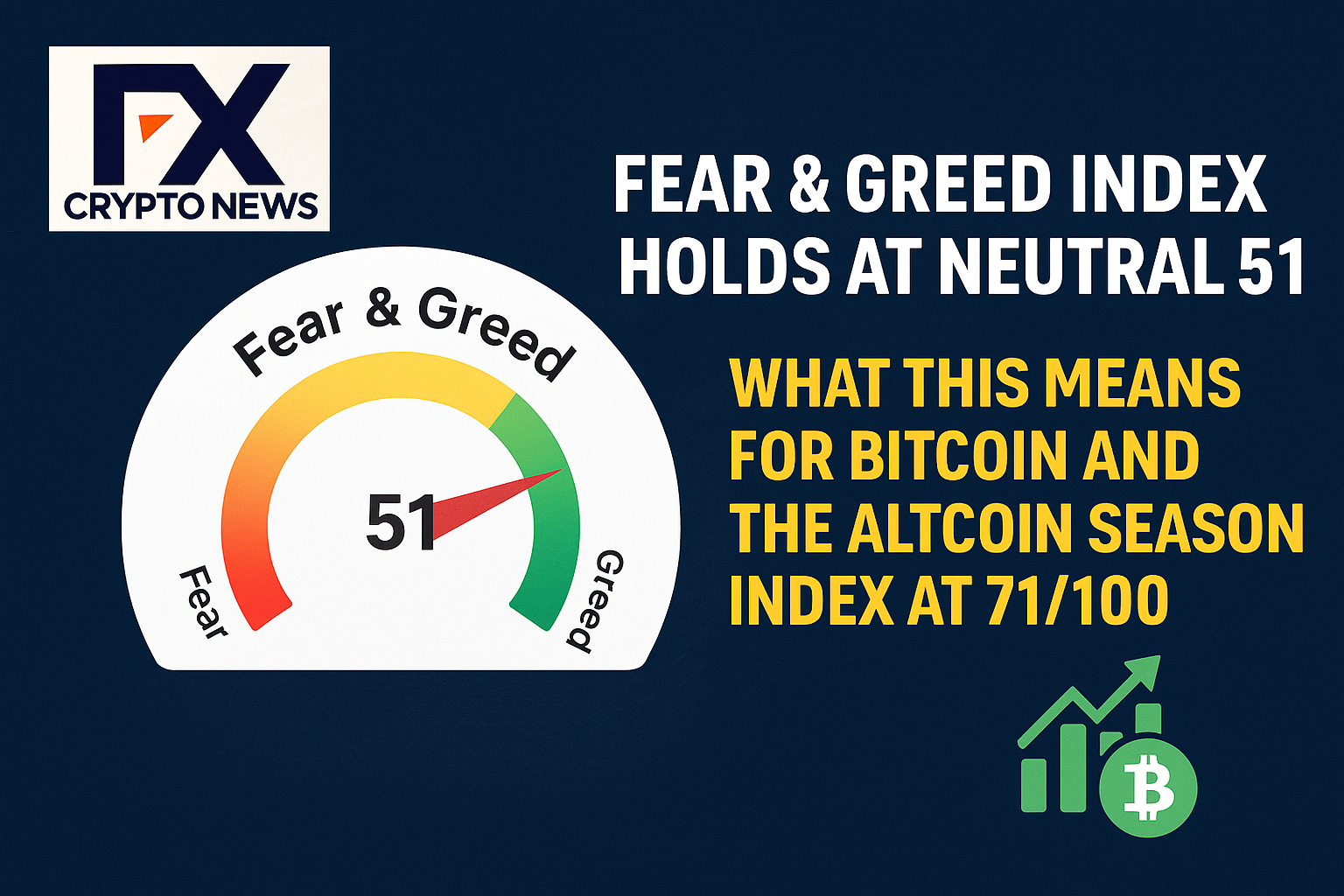 Fear & Greed Index Holds at Neutral 51 — What This Means for Bitcoin and the Altcoin Season Index at 71/100